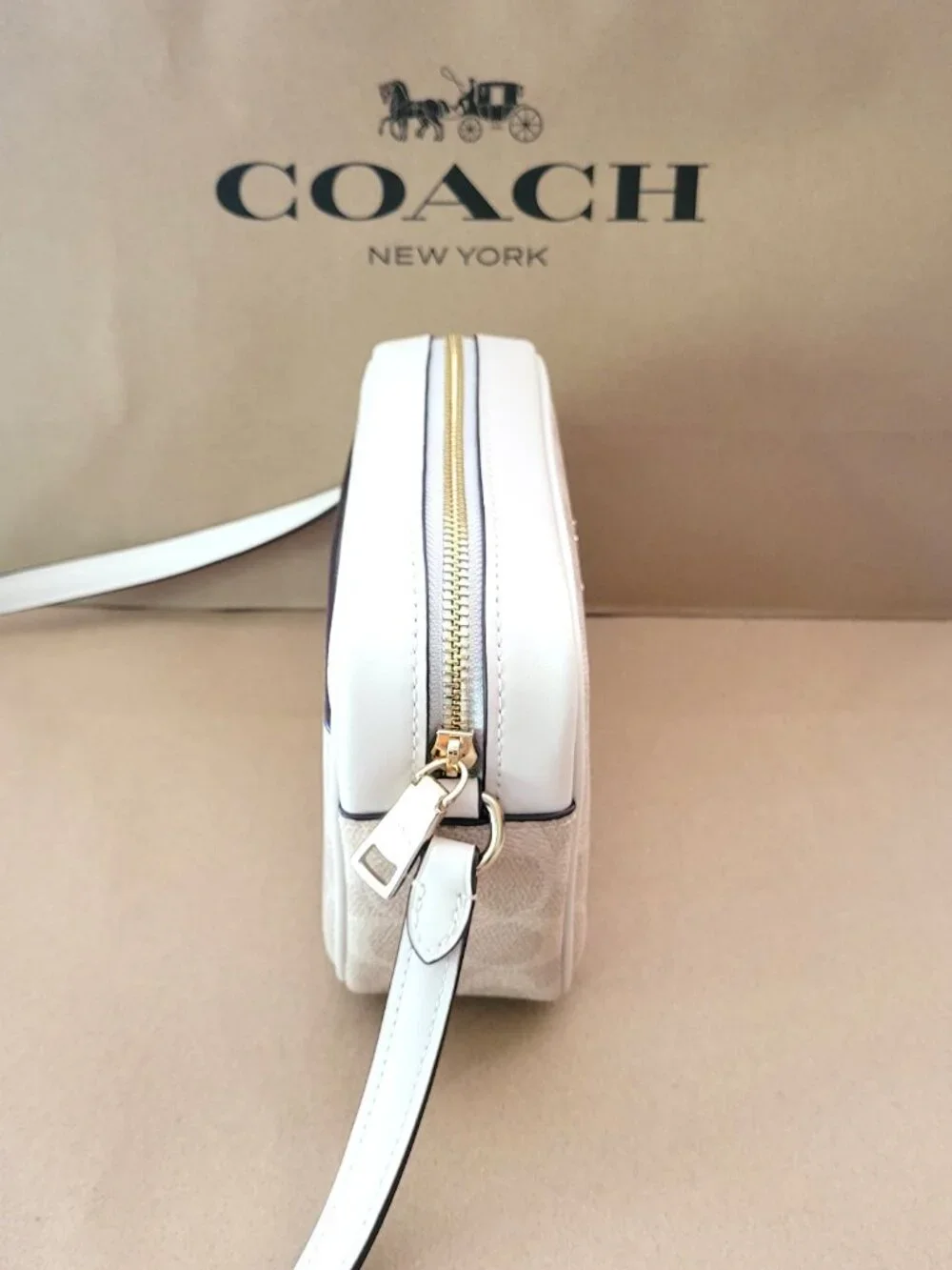 Coach CY752 Mini Jamie Signature Camera Bag Crossbody Handbag Sand Chalk - Picture 5 of 7